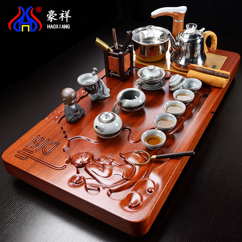 Whole hua limu elder brother up with violet arenaceous induction cooker tea set the Whole household spend pear wood tea tray tea tea set