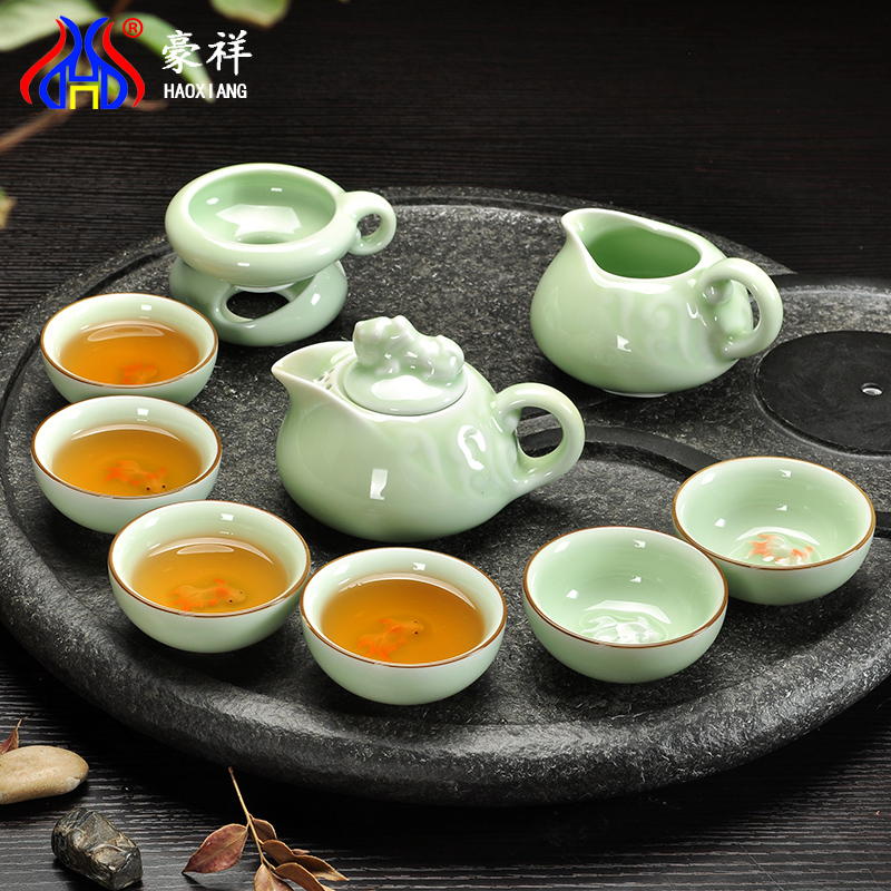 Celadon carp kung fu tea set home office contracted ceramic teapot teacup tea accessories gift boxes