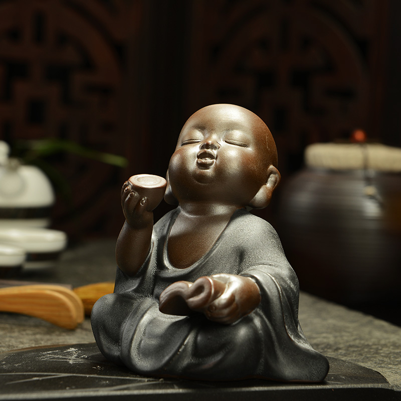 Howe auspicious young monk tea accessories kung fu, black sands furnishing articles see colour sand clay violet arenaceous tea pet play tea tea tea