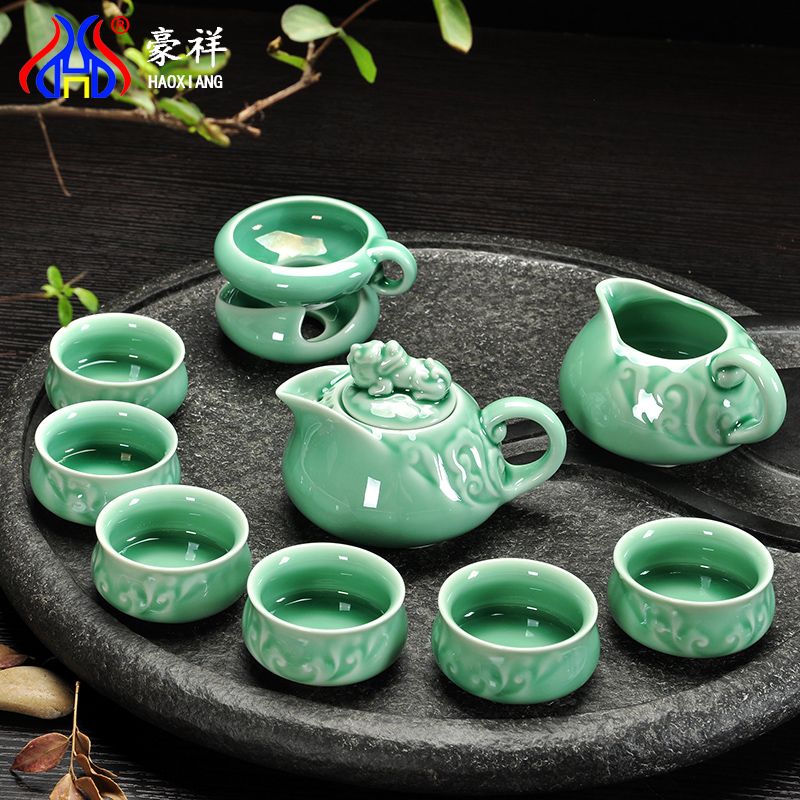 Celadon Carp Kung Fu Tea Set Home Office Simple Ceramic Teapot Tea Cup Tea Ceremony Accessories Gift Box