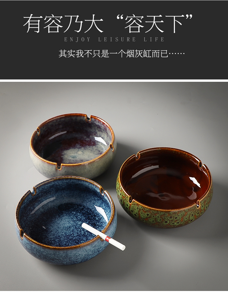 Ceramic ashtray Chinese style household living room office wind restoring ancient ways the ashtray size ashtray creative move