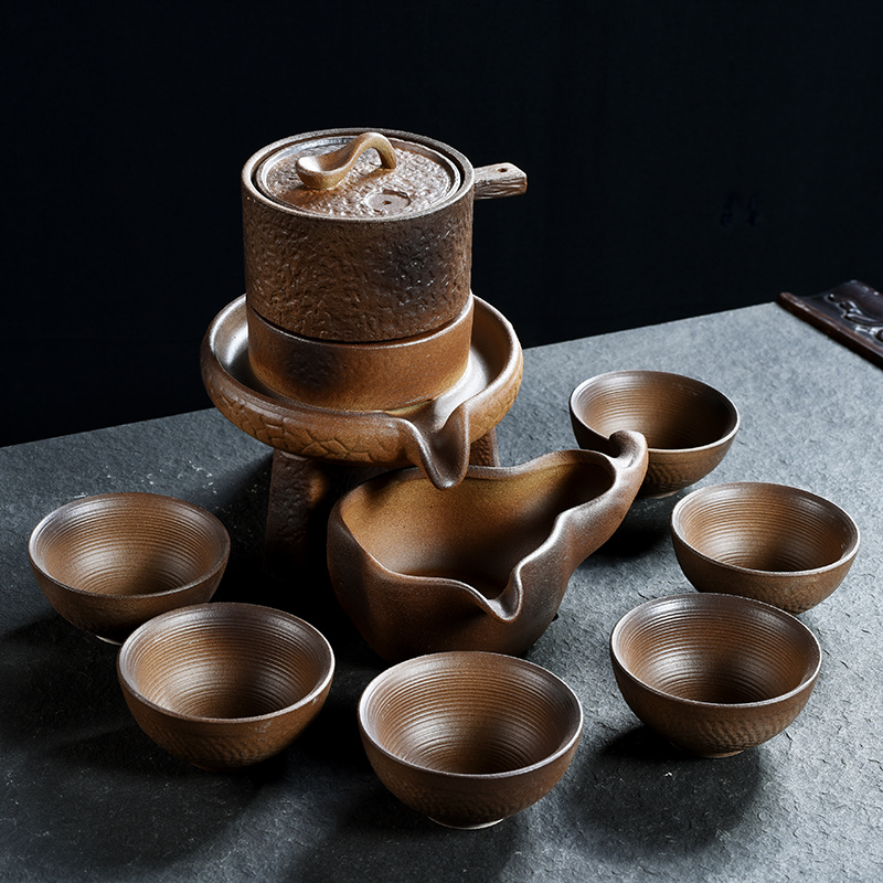 Howe auspicious lazy half automatic creative Shi Mopan kung fu tea, purple sand tea set of household ceramic teapot