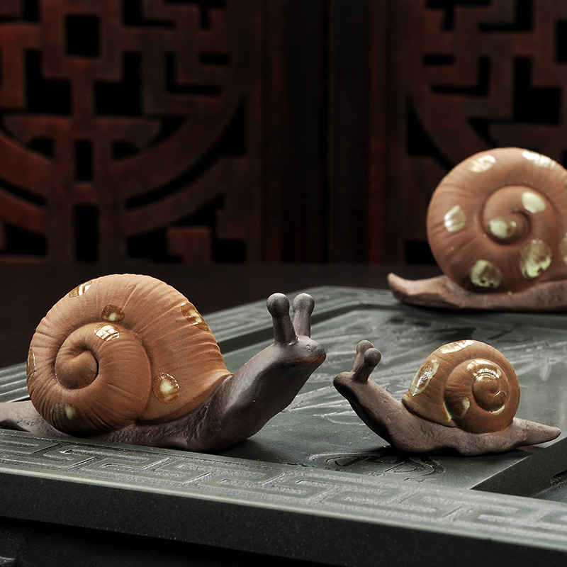 Howe auspicious tea tea pet furnishing articles violet arenaceous tea accessories tea tea play creative color sand ceramics snails