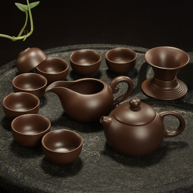 Howe auspicious yixing purple sand tea set undressed ore old xi shi purple clay pot of kung fu tea cup teapot the whole household
