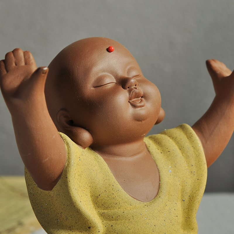 Howe auspicious manual purple sand tea pet boutique tea tray tea furnishing articles, the young monk craft gift pen rack