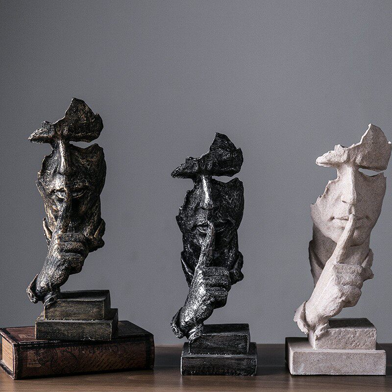 Silence is gold figure handicraft decoration art painting sketch color home accessories resin European style