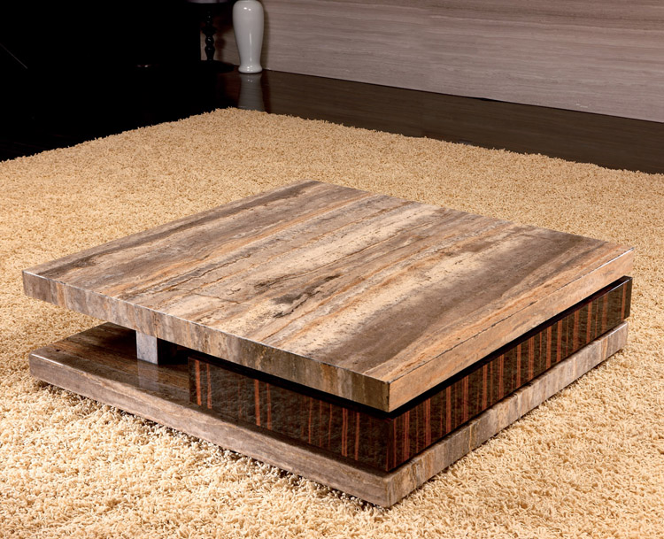 Travertine tự nhiên bằng đá cẩm thạch nhập khẩu lưu trữ mun bàn cà phê nội thất phòng khách, trà đặt KM-366G đặc biệt cung cấp miễn phí vận chuyển - Bàn trà bàn trà vuông