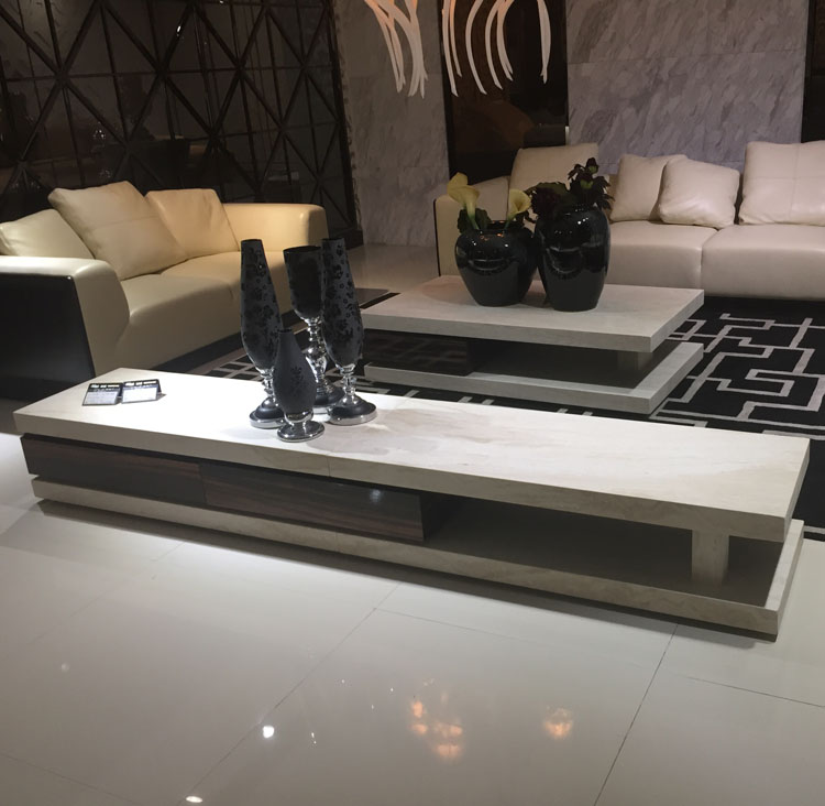 Travertine tự nhiên bằng đá cẩm thạch nhập khẩu lưu trữ mun bàn cà phê nội thất phòng khách, trà đặt KM-366G đặc biệt cung cấp miễn phí vận chuyển - Bàn trà bàn trà vuông