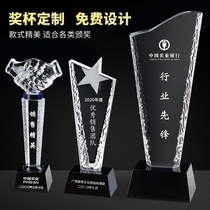 Black Crystal Trophy Customized Medal Authorization Brand Crystal Souvenir lettering Trophy