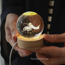 Rosewood Ocean Small Prince Water Crystal Ball Small Night Light Romantic Galaxy Dorm Bedroom Atmosphere Light Decorative lamp Gift