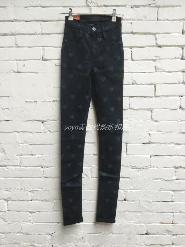 American James Jeans High-Waisted Long-Leg Heart-Print Stretch Skinny Jeans Pencil Pants