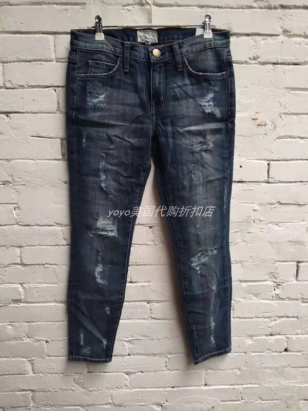 American Current Elliott Stylish and Cool Ripped Washed Denim Blue Skinny Pencil Jeans
