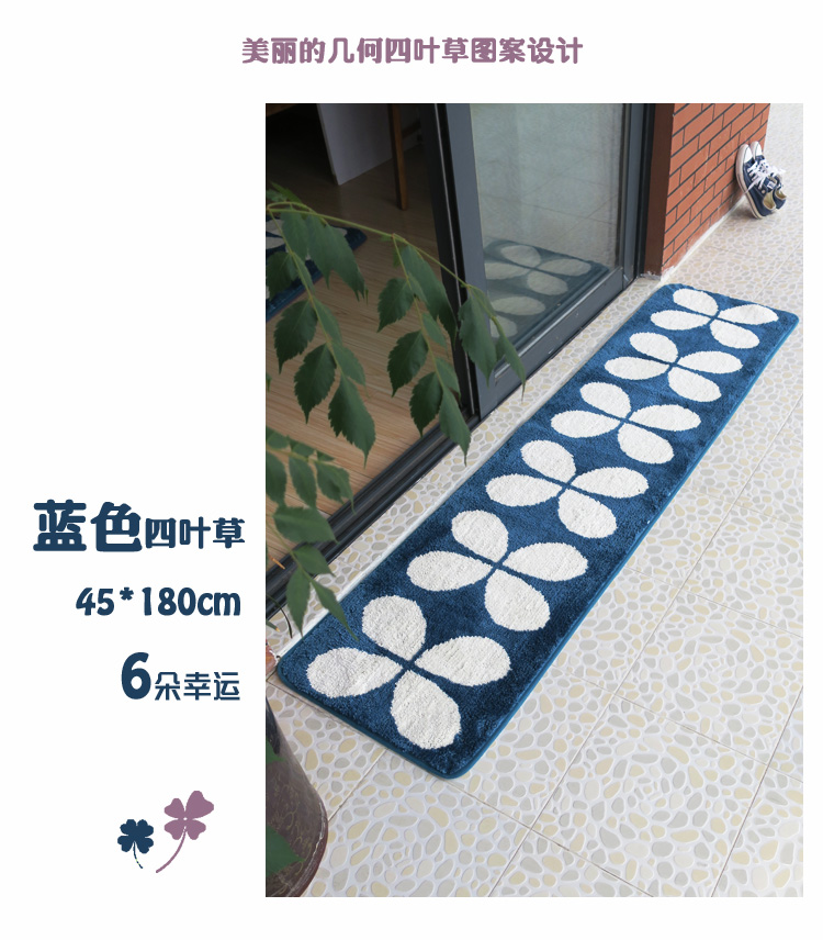 Clover đơn giản bếp thấm mat kéo dài cửa trượt hình chữ L cho nhà bếp gia đình trượt thảm hút pad - Thảm sàn thảm đá lau chân