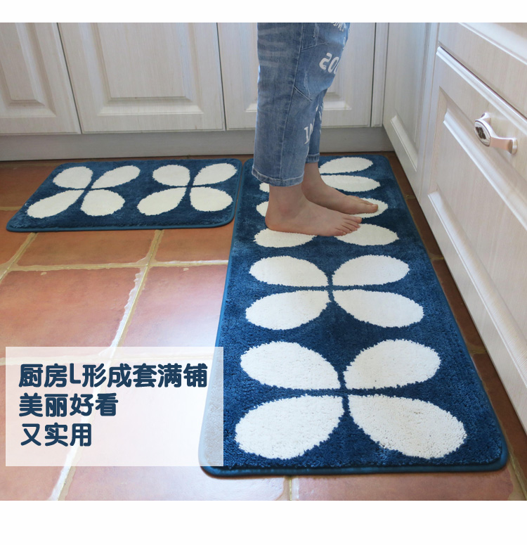 Clover đơn giản bếp thấm mat kéo dài cửa trượt hình chữ L cho nhà bếp gia đình trượt thảm hút pad - Thảm sàn thảm đá lau chân