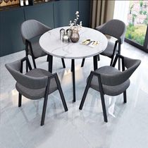 Nordic wind talks table and chairs combination building reception table and milk tea shop guest table household full round table chair