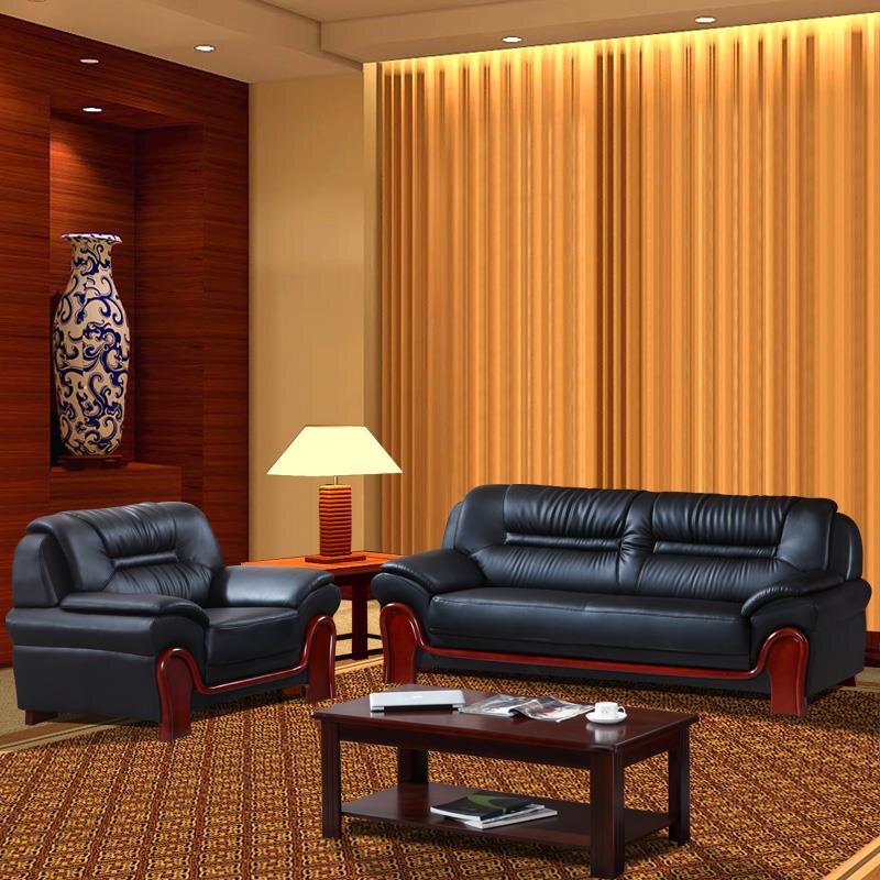 Hefei three-person sofa simple tea table combination set business office three-person sofa reception negotiation single person