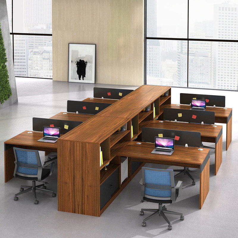 Hefei Customized Six-member Staff Table Desk Computer Desk Side Cabinet Station Desk Desk And Chairs Combined With A Dozen Typefaces