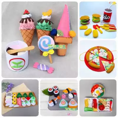 Cut-free material package Finished non-woven kindergarten homework toy Pizza burger Fruit and vegetable food