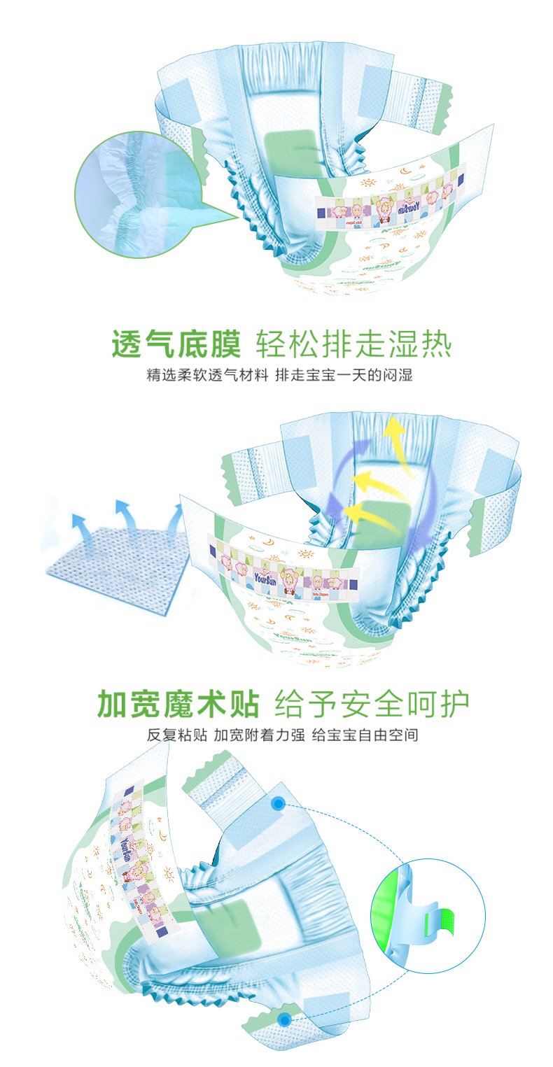 Yi Er mát mẻ đàn hồi breathable tã siêu mỏng ngay lập tức hút SMX XL bốn yards tùy chọn không tã tã quần