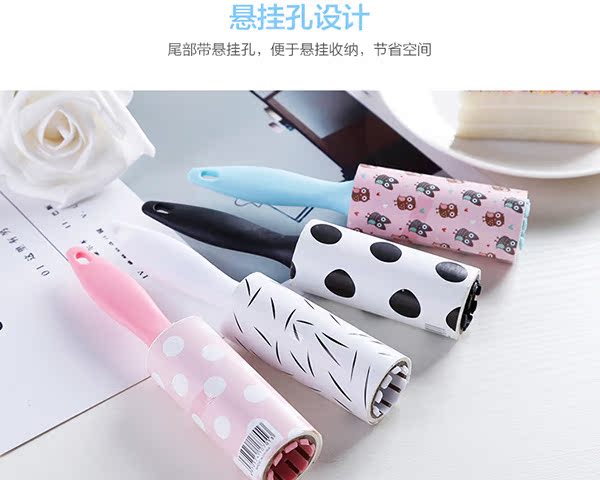 Cây lăn bụi quần áo bẩn ở đầu Quần áo có thể lăn con lăn giấy lau bụi quần áo giấy để loại bỏ bụi dính tóc dính tóc dính bụi giấy - Hệ thống giá giặt cắt lông xù quần áo
