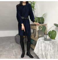 Brick expensive temperament waist velvet dress