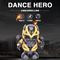 Shake the same electric charging dance Bumblebee Spider-man Iron Man light complex childrens robot toy