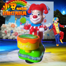 Electric universal walking automatic steering Puzzle baby toy Clown character Three-dimensional light Dancing drum music