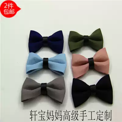 Korean version of the new children's solid color atmosphere parent-child pure black bow tie chorus flower children one year old baby bow tie jewelry