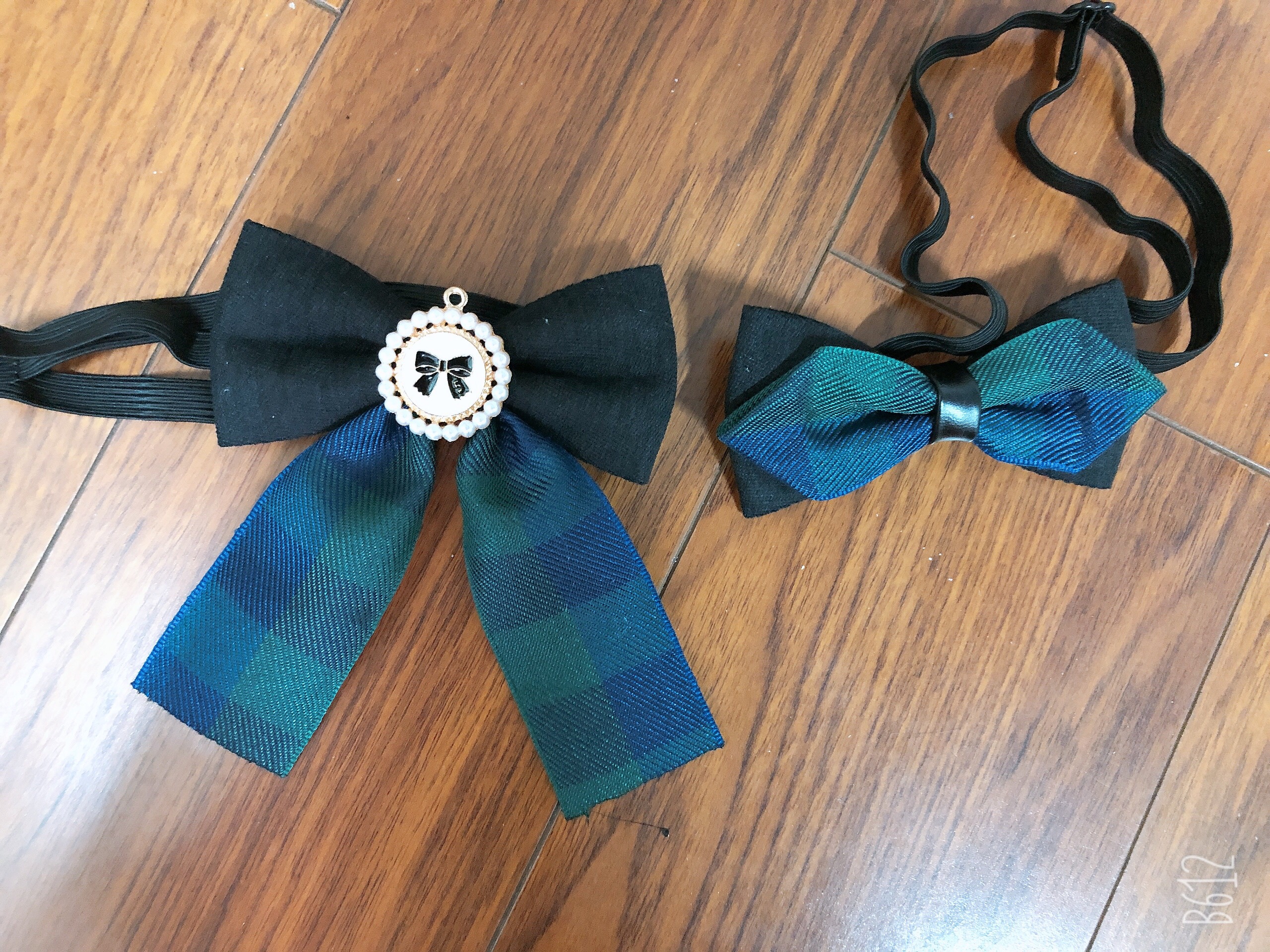 Boys and girls British school uniform chorus green plaid new bow tie Korea custom double layer black children's tide tie