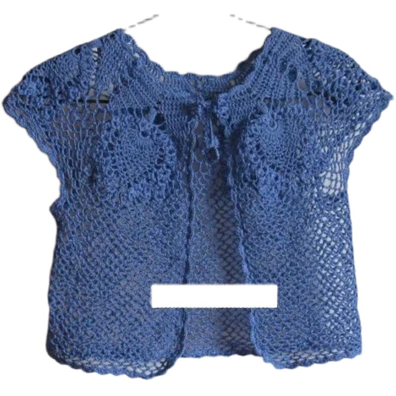 Handmade Crochet Hollow-Out Short-Sleeve Shirt DIY Children's Sweater Cardigan Short Coat Small Shawl Sweater for Girls