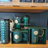 Starbucks, зеленая стеклянная трубочка, термос со стаканом, градиент