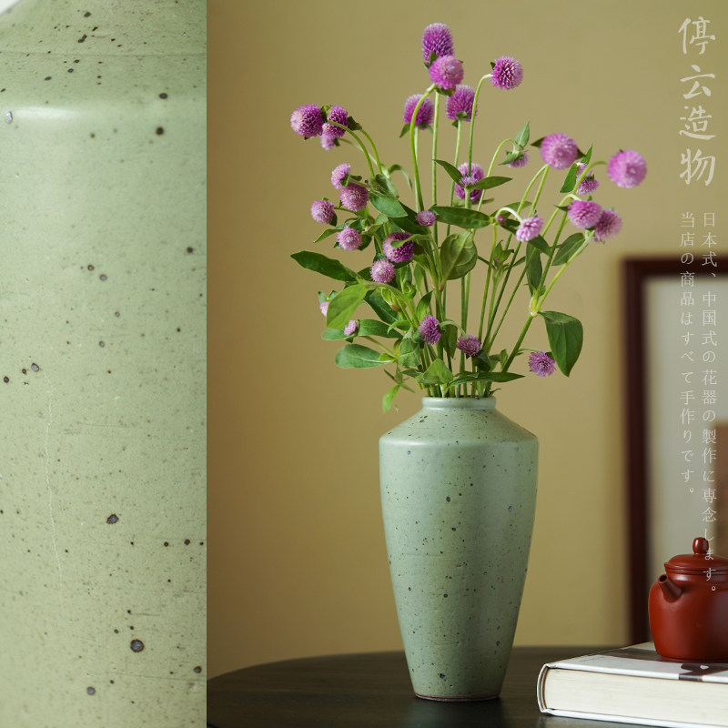 Jingdezhen handmade rough pottery flower idyllic large vase Japanese retro ceramic flower arrangement living room flowers water cultivation