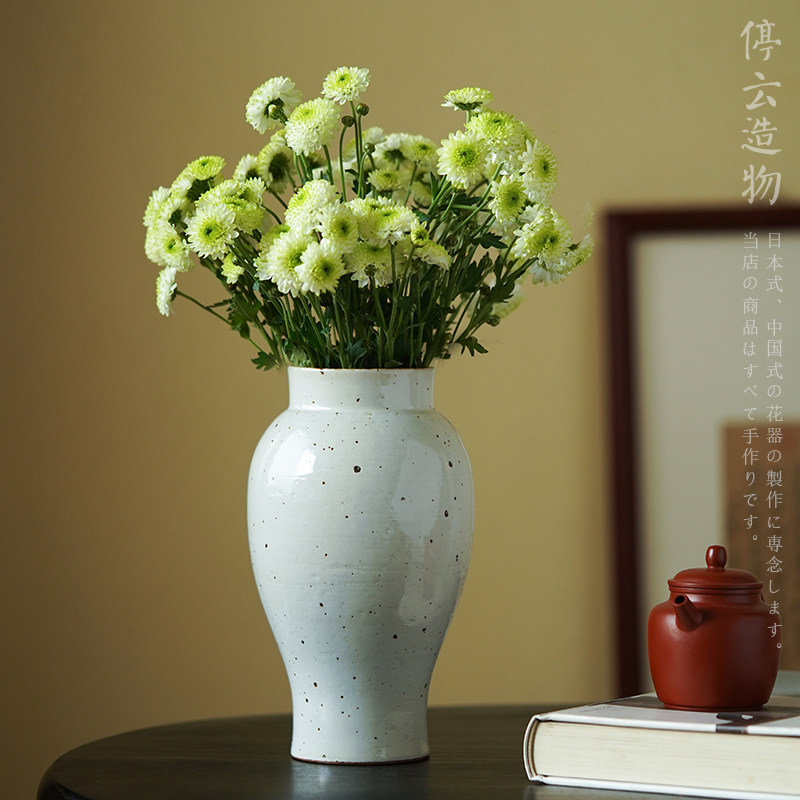 Japanese-style wabi-sabi style retro rough pottery vase ceramic flower vessel hydroponic flower arrangement Chinese style living room decoration