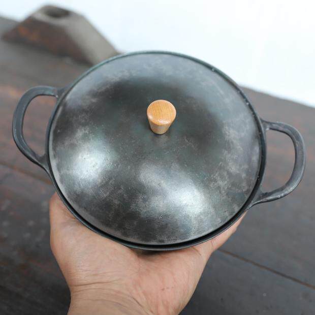 Double Ear Flat Bottom Spoon Frying Egg Flat Bottom Pan Spoon Miniature Small Pan Iron Smith Handforged Wrought Iron Spoon Pocket Pan