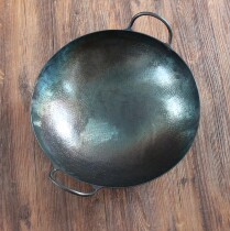 Handmade wok wok wok wok wok uncoated double ear pot blacksmith forging