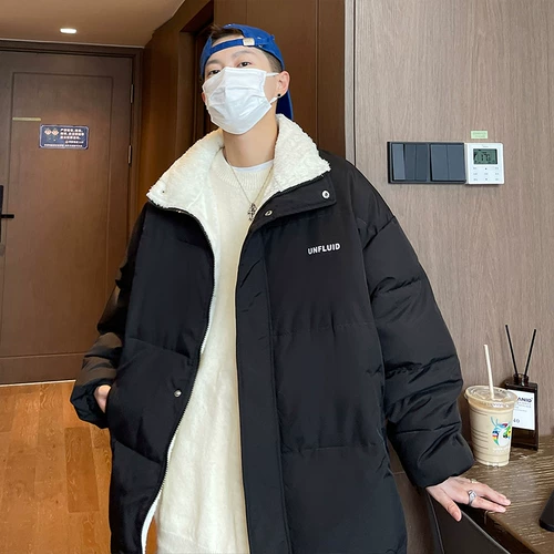 Черный зимний утепленный пуховик, куртка, подходит для подростков, оверсайз