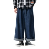 Светлые демисезонные джинсы, трендовые штаны, свободный прямой крой, оверсайз