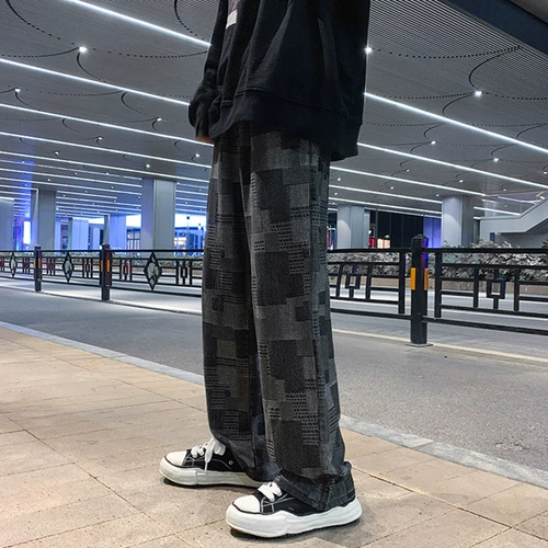 Осенние джинсы, повседневные брюки, штаны, свободный прямой крой, в американском стиле, изысканный стиль, оверсайз