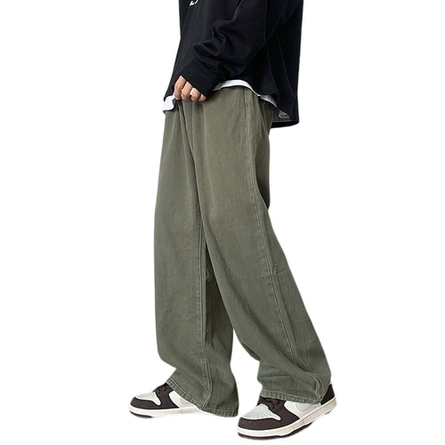 Демисезонные джинсы, штаны, свободный прямой крой