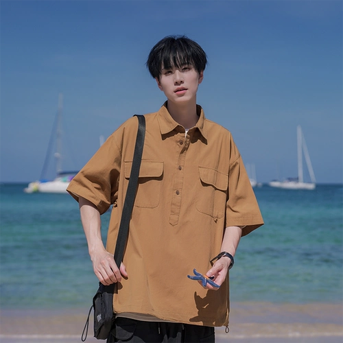 Японская футболка polo, летняя тонкая рубашка, изысканный стиль