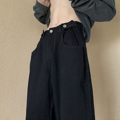 Демисезонные джинсы, штаны, свободный прямой крой