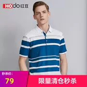 [Clearance spike] Áo thun nam Hodo đỏ 2018 hè POLO màu tương phản sọc áo cotton ngắn tay - Polo