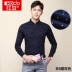 Hodo / đậu đỏ nam mùa xuân và mùa thu nam mới chà nhám in khóa cổ áo dài lót nam 076S sơ mi nữ đẹp Mùa xuân