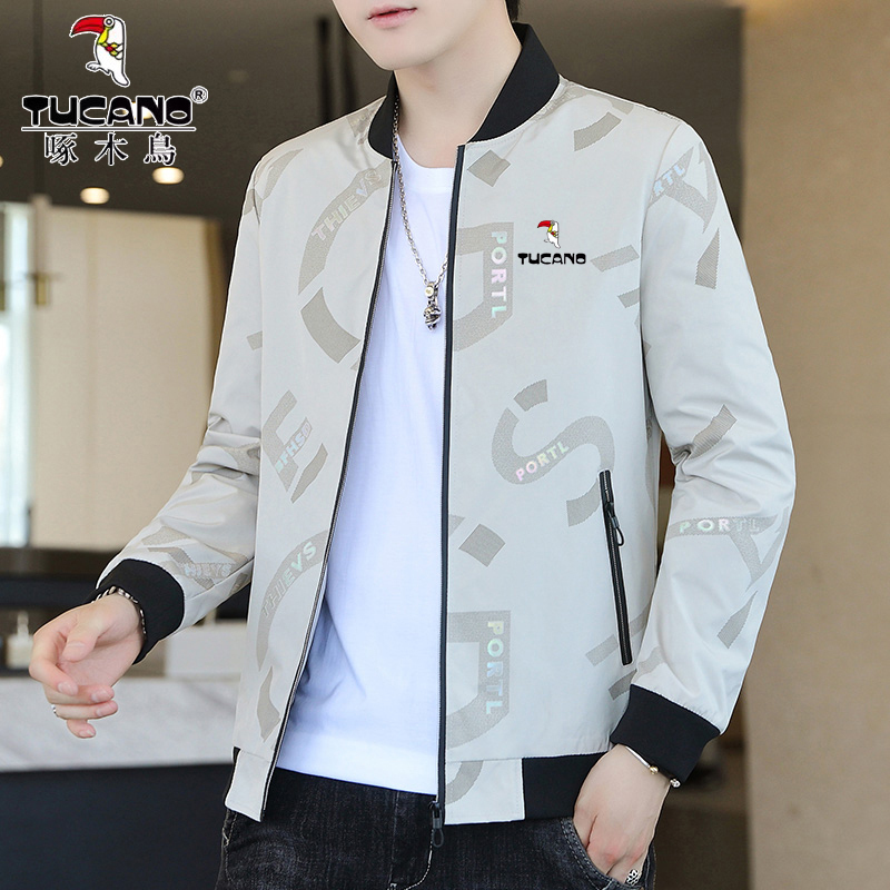 Woodpecker Jacket Men's Spring and Autumn New Trendy Brand Loose Baseball Collar Men's Casual Versatile Printed Clothing