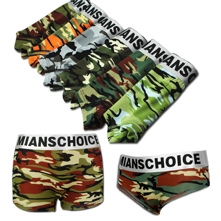 Les handsome tt women's underwear women's pure cotton mid-waist cotton fabric large size sports boxer breathable briefs camouflage