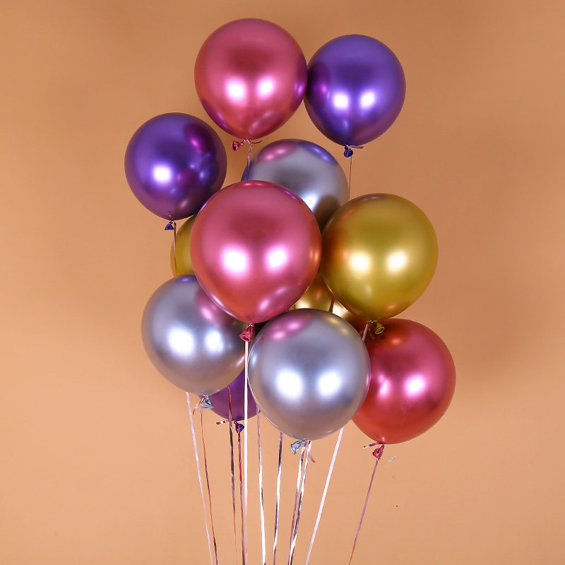 12 Inch 2 8g Metal Balloon Latex Thickened Pearlescent Metal Ball Valentine's Day Party Metal Texture Ball 50 Pack