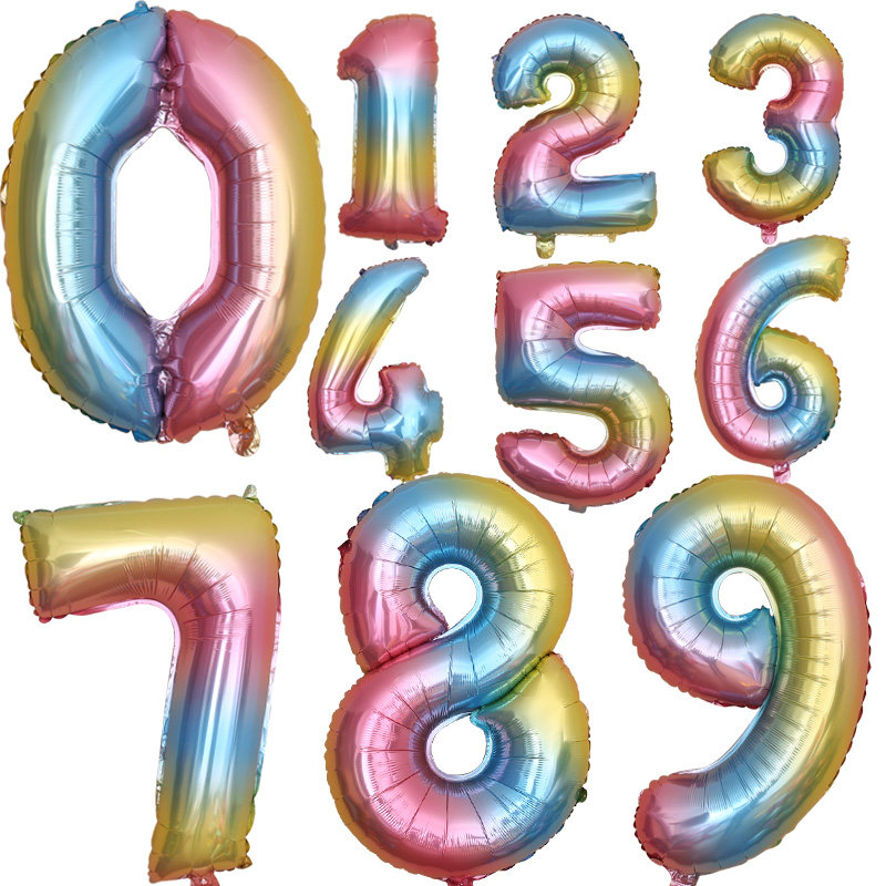 40 Inch Asymptotic Rainbow Digital Aluminum Film Balloon Meme Body Color Digital Balloon Aluminum Film Birthday Wedding Decoration Arrangement