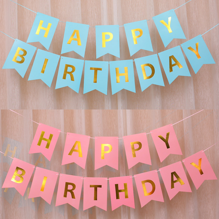 Children's birthday party decoration dovetail day flag happy birthday letter banner fishtail flag