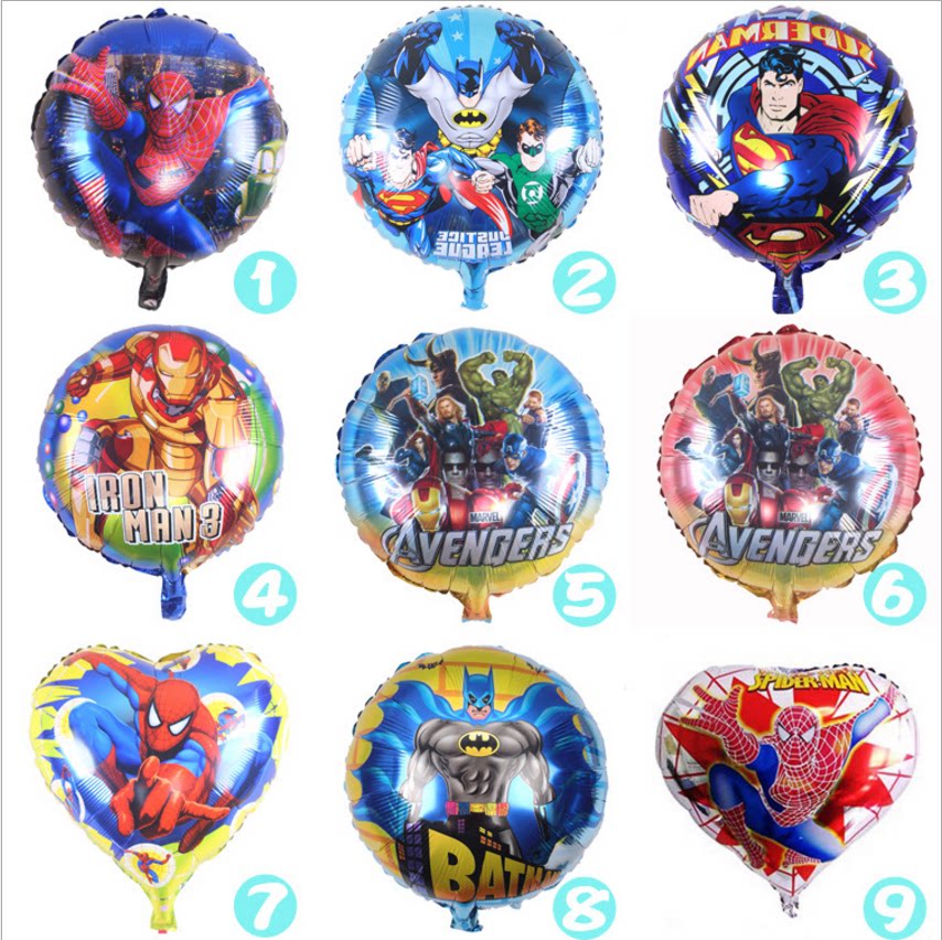 18 Inch Superhero Series Aluminum Film Balloon Spider Man Batman Steelman Superman Floating Air Balls