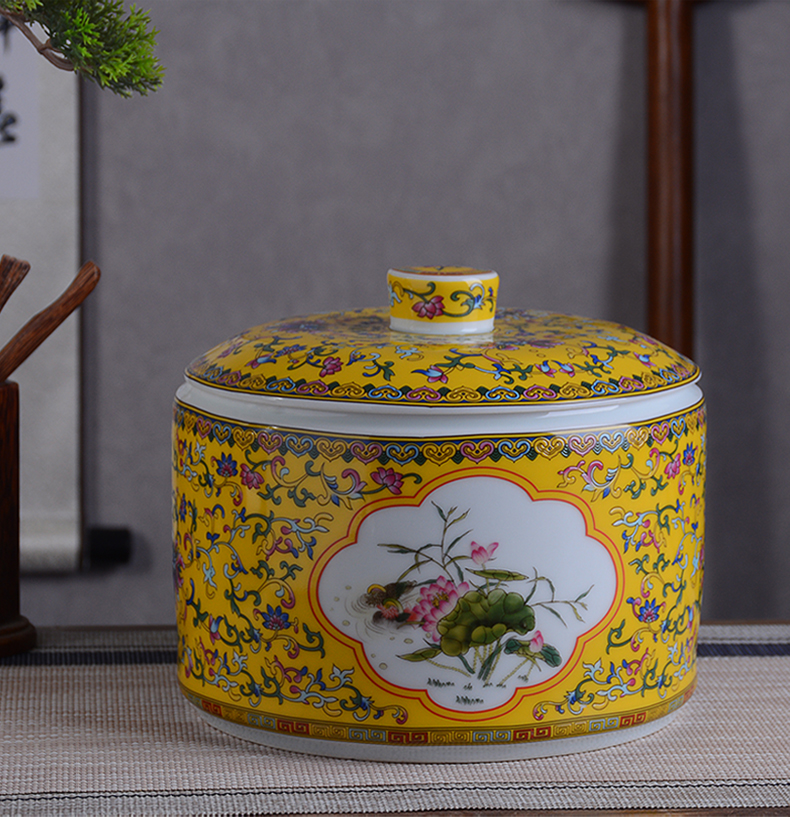 Jingdezhen ceramic tea pot large hand - made tea urn pu 'er the receive a case of household seal storage tea cake and POTS